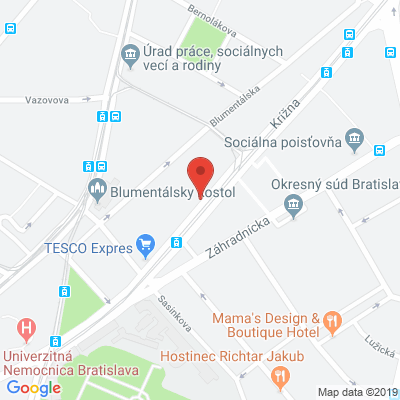 Google map: Krížna 7,Bratislava